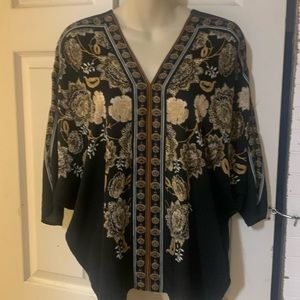 Rose & Olive Black Floral Blouse